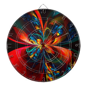 Modern Floral Abstract Art Orange Blue Pattern #14 Dart Board