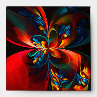 Modern Floral Abstract Art Orange Blue Pattern #14 Envelope