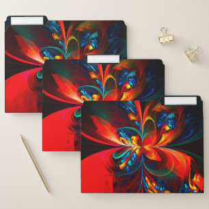 Modern Floral Abstract Art Orange Blue Pattern #14 File Folder