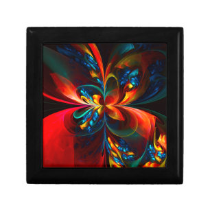 Modern Floral Abstract Art Orange Blue Pattern #14 Gift Box