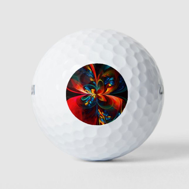 Modern Floral Abstract Art Orange Blue Pattern #14 Golf Balls (Front)