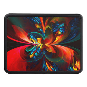 Modern Floral Abstract Art Orange Blue Pattern #14 Hitch Cover