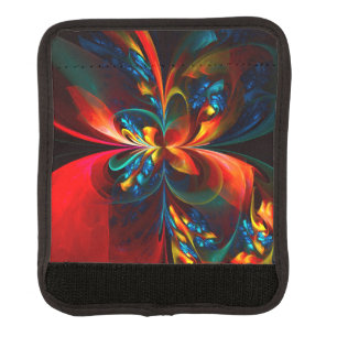 Modern Floral Abstract Art Orange Blue Pattern #14 Luggage Handle Wrap