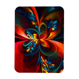Modern Floral Abstract Art Orange Blue Pattern #14 Magnet