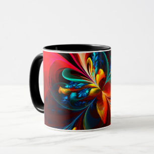 Modern Floral Abstract Art Orange Blue Pattern #14 Mug