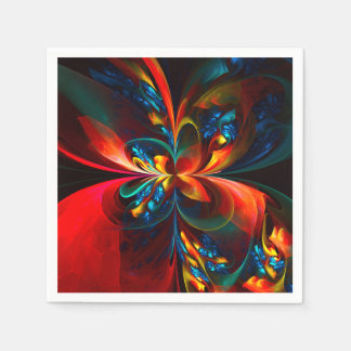 Modern Floral Abstract Art Orange Blue Pattern #14 Napkins