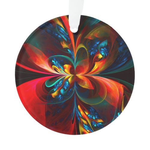 Modern Floral Abstract Art Orange Blue Pattern #14 Ornament