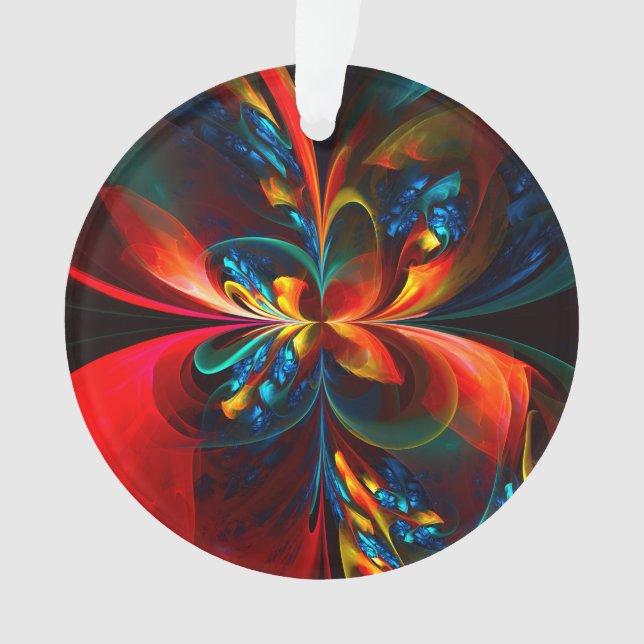 Modern Floral Abstract Art Orange Blue Pattern #14 Ornament (Front)