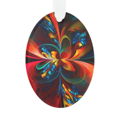 Modern Floral Abstract Art Orange Blue Pattern #14 Ornament