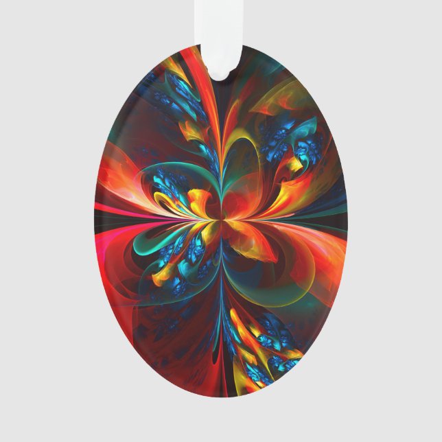 Modern Floral Abstract Art Orange Blue Pattern #14 Ornament (Front)