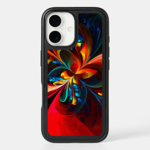 Modern Floral Abstract Art Orange Blue Pattern #14 iPhone 16 Case