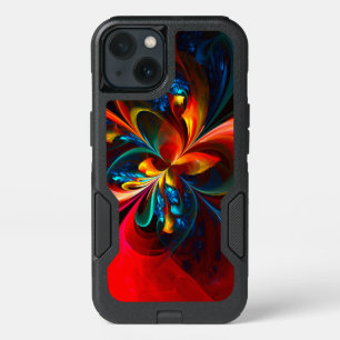 Modern Floral Abstract Art Orange Blue Pattern #14 iPhone 13 Case