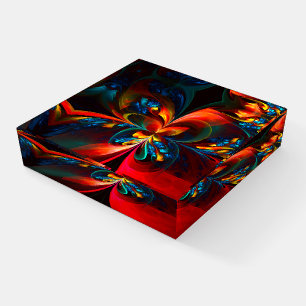 Modern Floral Abstract Art Orange Blue Pattern #14 Paperweight
