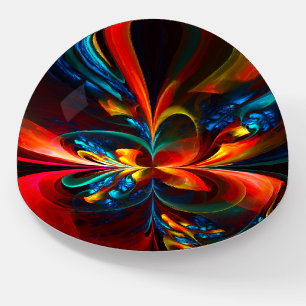 Modern Floral Abstract Art Orange Blue Pattern #14 Paperweight