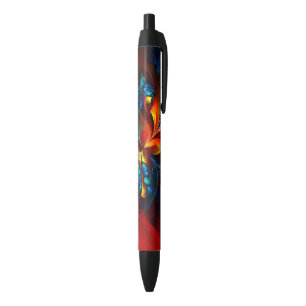 Modern Floral Abstract Art Orange Blue Pattern #14 Pen