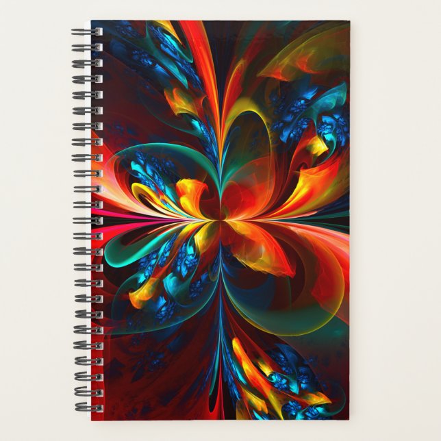 Modern Floral Abstract Art Orange Blue Pattern #14 Planner (Front)
