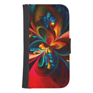 Modern Floral Abstract Art Orange Blue Pattern #14 Galaxy S4 Wallet Case