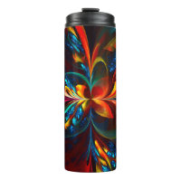 Modern Floral Abstract Art Orange Blue Pattern #14