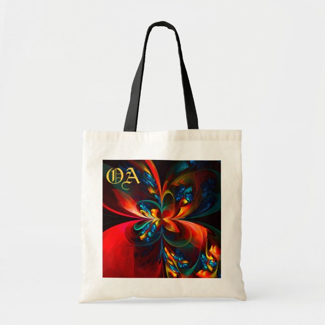 Modern Floral Abstract Art Orange Blue Pattern #14 Tote Bag (Front)