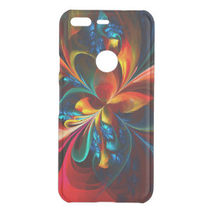 Modern Floral Abstract Art Orange Blue Pattern #14 Uncommon Google Pixel Case