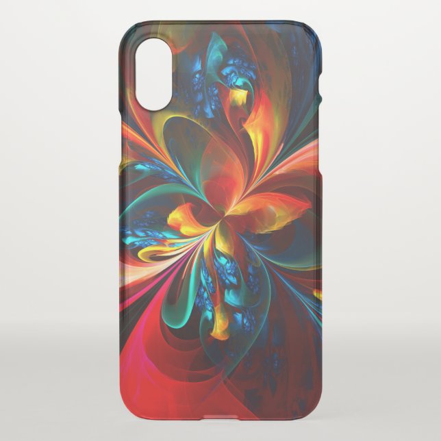 Modern Floral Abstract Art Orange Blue Pattern #14 Uncommon iPhone Case (Back)