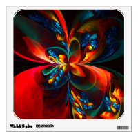 Modern Floral Abstract Art Orange Blue Pattern #14
