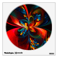 Modern Floral Abstract Art Orange Blue Pattern #14
