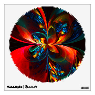 Modern Floral Abstract Art Orange Blue Pattern #14 Wall Decal