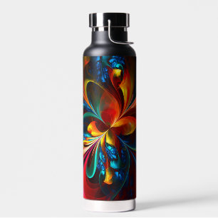 Modern Floral Abstract Art Orange Blue Pattern #14 Water Bottle
