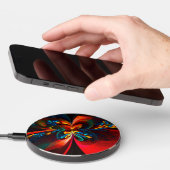 Modern Floral Abstract Art Orange Blue Pattern #14 Wireless Charger (Hand)