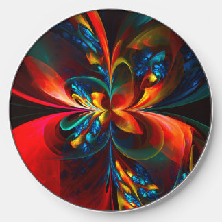 Modern Floral Abstract Art Orange Blue Pattern #14 Wireless Charger