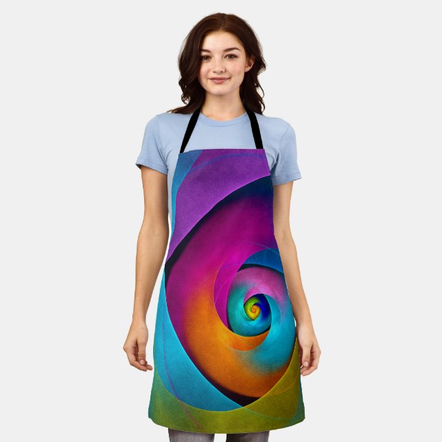 Modern Floral Abstract Art Pink Blue Pattern #17 Apron (Worn)