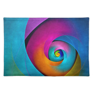 Modern Floral Abstract Art Pink Blue Pattern #17 Cloth Placemat