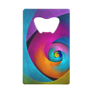 Modern Floral Abstract Art Pink Blue Pattern #17 Credit Card Bottle Opener