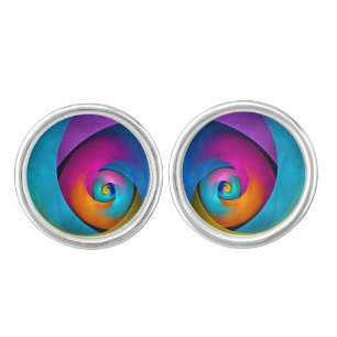 Modern Floral Abstract Art Pink Blue Pattern #17 Cufflinks