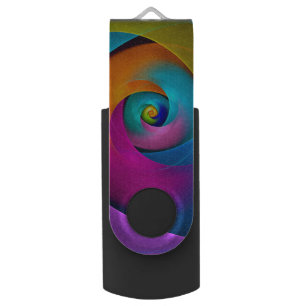 Modern Floral Abstract Art Pink Blue Pattern #17 Flash Drive