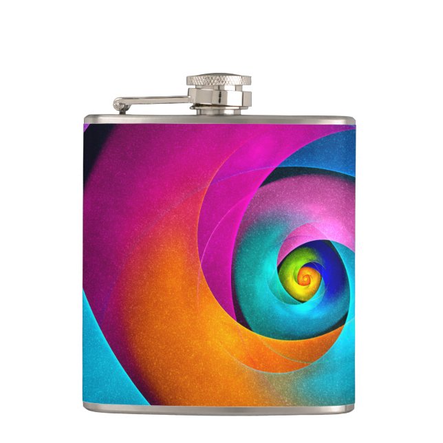 Modern Floral Abstract Art Pink Blue Pattern #17 Flask (Front)