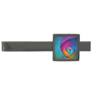 Modern Floral Abstract Art Pink Blue Pattern #17 Gunmetal Finish Tie Bar