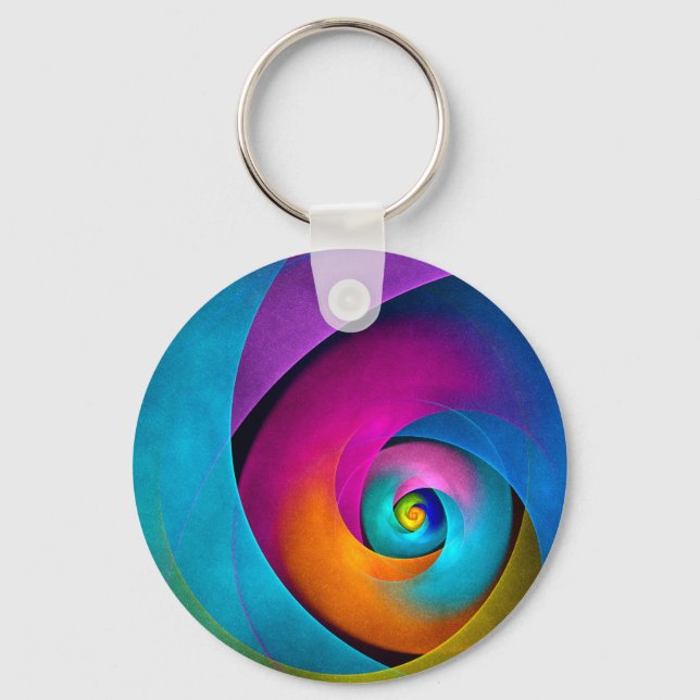 Modern Floral Abstract Art Pink Blue Pattern #17 Keychain (Front)