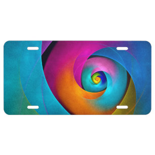 Modern Floral Abstract Art Pink Blue Pattern #17 License Plate
