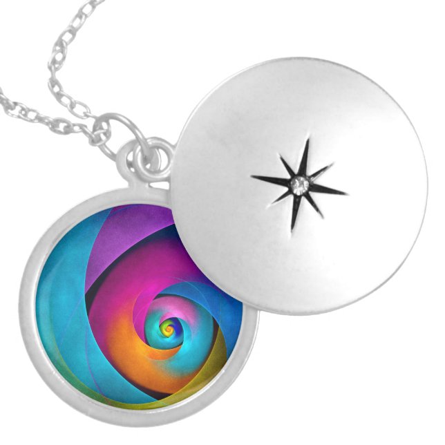 Modern Floral Abstract Art Pink Blue Pattern #17 Locket Necklace (Front)