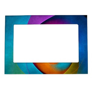 Modern Floral Abstract Art Pink Blue Pattern #17 Magnetic Frame