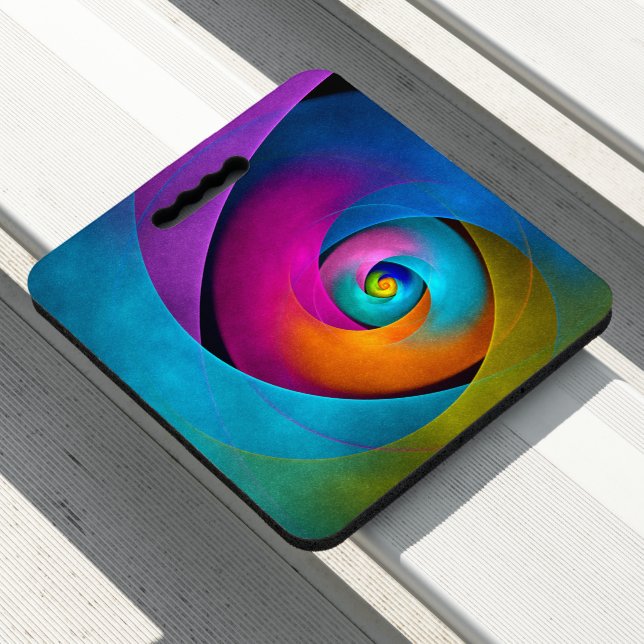 Modern Floral Abstract Art Pink Blue Pattern #17 Seat Cushion (In Situ)