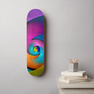 Modern Floral Abstract Art Pink Blue Pattern #17 Skateboard
