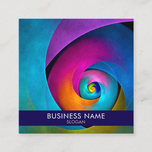 Modern Floral Abstract Art Pink Blue Pattern #17 Square Business Card (Front)