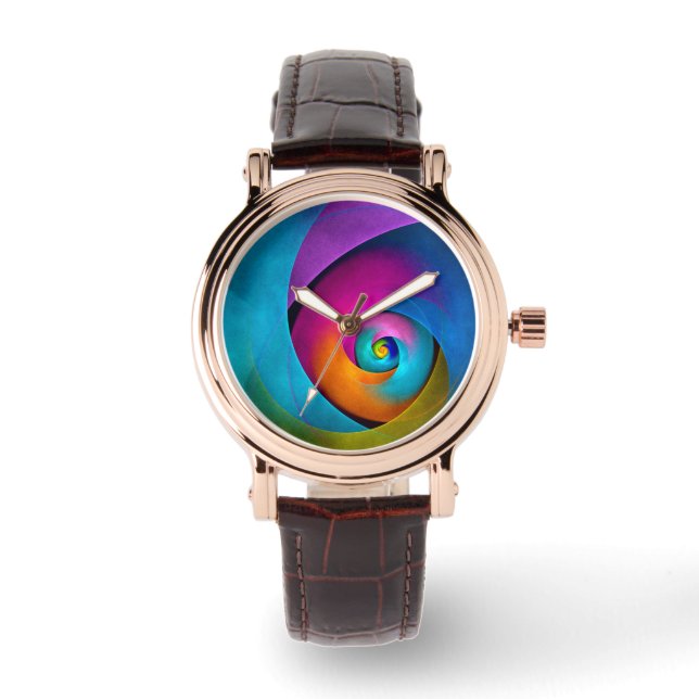 Modern Floral Abstract Art Pink Blue Pattern #17 Watch (Front)