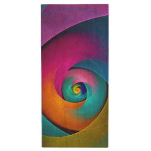 Modern Floral Abstract Art Pink Blue Pattern #17 Wood Flash Drive
