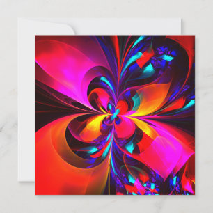 Modern Floral Abstract Art Red Blue Pattern #07