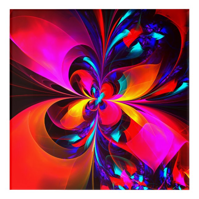 Modern Floral Abstract Art Red Blue Pattern #07 (Front)