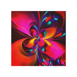 Modern Floral Abstract Art Red Blue Pattern #07